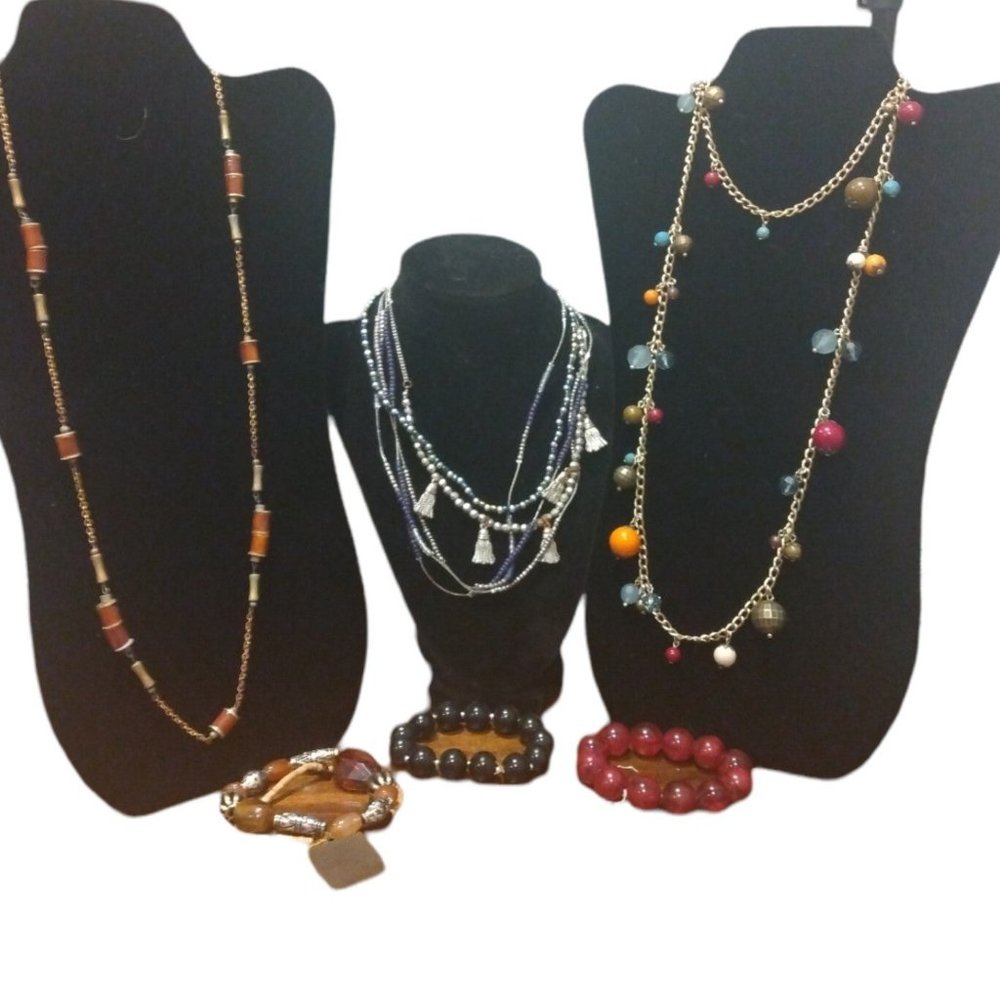 6 piece Colorful Beaded Necklace & Bracelet lot